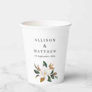 Lovely magnolia florale bruiloft papieren bekers