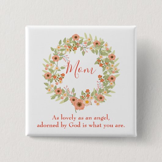 Lovely mama Wreath Vierkante Button 5,1 Cm (Voorkant)