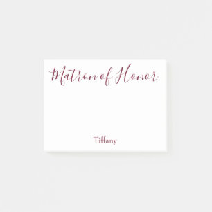 Lovely Matron of Honor White en Burgundy Post-it® Notes