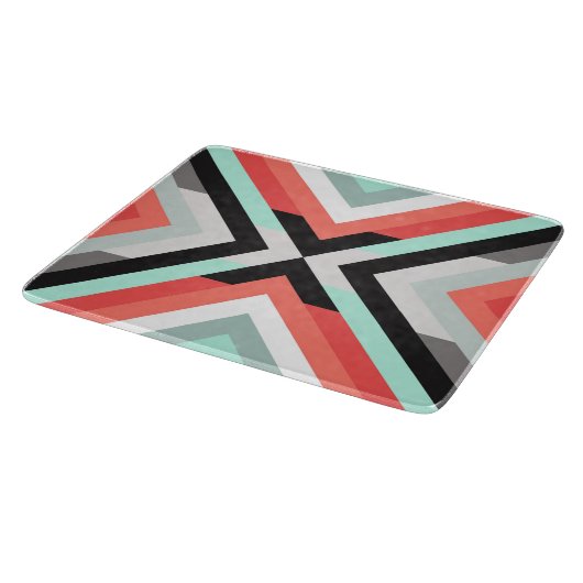 Lovely Mint Coral Geometric Patroon Snijplank (Hoek)