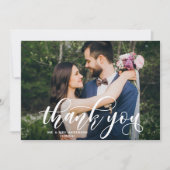 Lovely Modern Calligraphie Mariage Photo Merci (Devant)