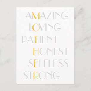 Lovely Mothers Gold Acrostic Poem Typography Gift Briefkaart