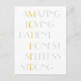 Lovely Mothers Gold Acrostic Poem Typography Gift Briefkaart