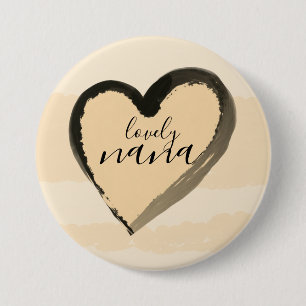LOVELY NANA GOLDEN HEART ABSTRACT RONDE BUTTON 7,6 CM