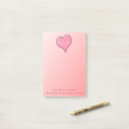 Lovely ombre roze hart mama post-it® notes (Op bureau)