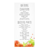 Lovely oranje bloemen calligrafie bruiloft program reclamekaart (Achterkant)