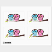 Lovely Owls Rechthoekige Sticker (Vel)