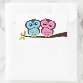 Lovely Owls Rechthoekige Sticker (Tas)