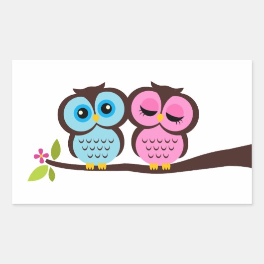 Lovely Owls Rechthoekige Sticker (Voorkant)
