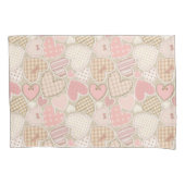 Lovely Patchwork Quilt Pattern Pink Hearts Bows Kussensloop (Voorkant)