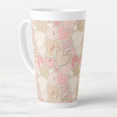 Lovely Patchwork Quilt Pattern Pink Hearts Bows Latte Mok (Linkerhoek)