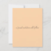 Lovely Peach and Blauwgroen Wedding Affair Save The Date (Achterkant)