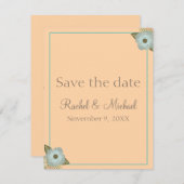 Lovely Peach and Blauwgroen Wedding Affair Save The Date (Voorkant / Achterkant)
