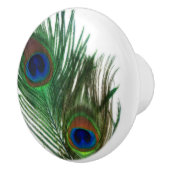 Lovely Peacock Feather Keramische Knop (Rechts)