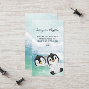 Lovely Penguins Baby shower Diaper Raffle Tickets Contactkaartje