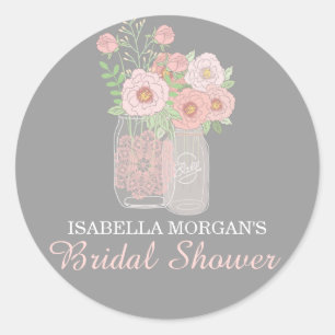 Lovely Peonies Mason Jar Vrijgezellenfeest Sticker