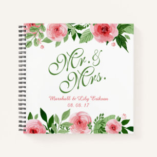Lovely Personalized Floral Wedding Guestbook Notitieboek
