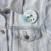 Lovely Pinguins Illustration Baby shower Button (In situ)