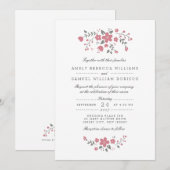 Lovely Pink Floral Wedding Invitation Kaart (Voorkant / Achterkant)
