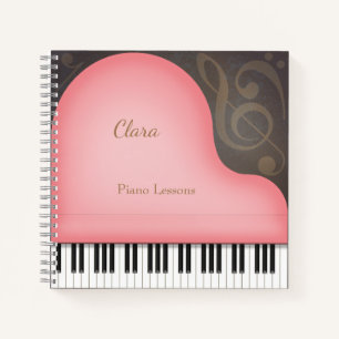 Lovely Pink Grand Piano Music Lover's Gepersonalis Notitieboek
