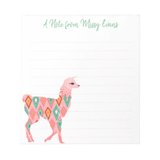 Lovely Pink Llama Persoonlijk Notitieblok (Voorkant)