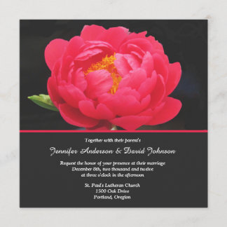 Lovely Red Peony Wedding Invitation Kaart