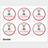 Lovely reindeer funny whimsical Xmas sticker art (Feuille)
