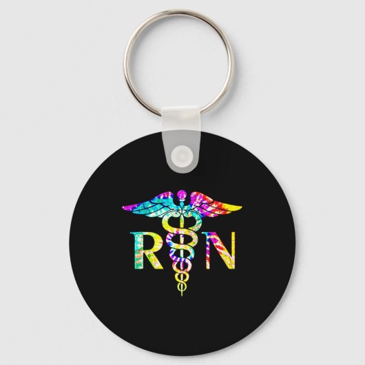 Lovely RN Registered Nurse Tie Dye Sleutelhanger (Voorkant)