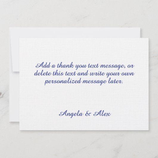 Lovely Royal Blue Calligraphy Script Bedankkaart (Achterkant)