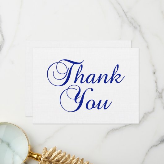 Lovely Royal Blue Calligraphy Script Bedankkaart (Voorkant / Achterkant in situ)