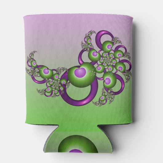 Lovely roze Green Hearts Modern Abstract Fractal Blikjeskoeler (Achterkant)