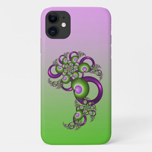 Lovely roze Green Hearts Modern Abstract Fractal Case-Mate iPhone Case (Achterkant)