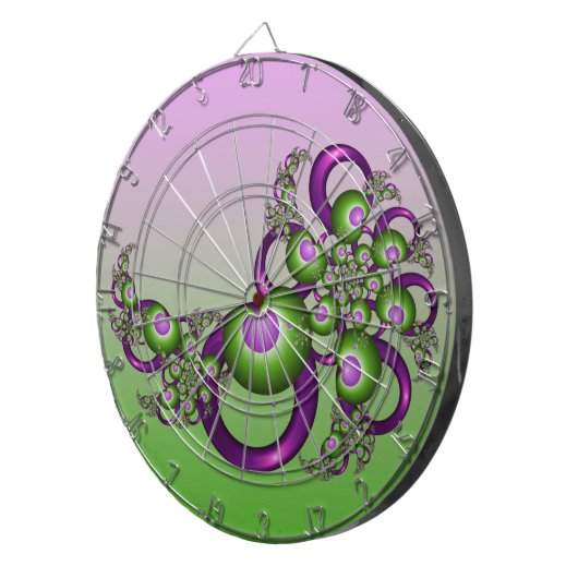 Lovely roze Green Hearts Modern Abstract Fractal Dartbord (Voorkant Rechts)