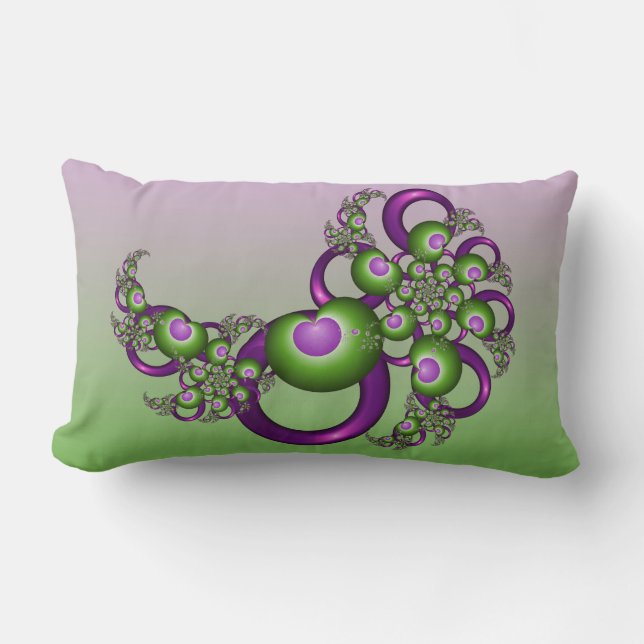 Lovely roze Green Hearts Modern Abstract Fractal Kussen (Voorkant)