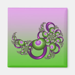 Lovely roze Green Hearts Modern Abstract Fractal Magneet