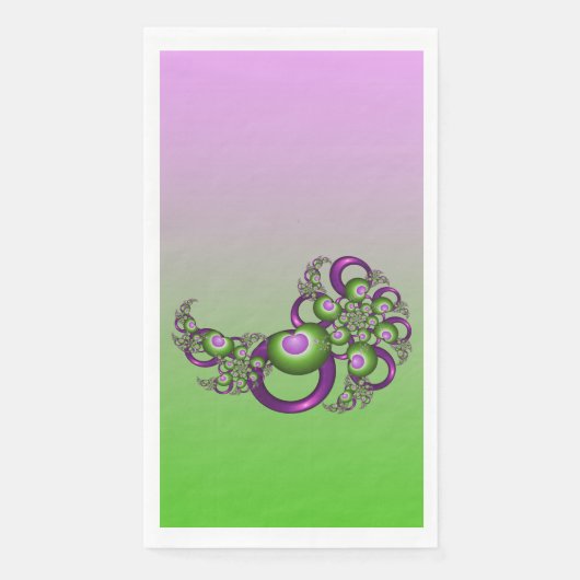 Lovely roze Green Hearts Modern Abstract Fractal Servet (Voorkant)