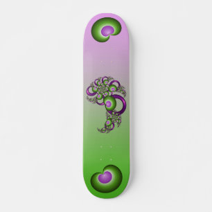 Lovely roze Green Hearts Modern Abstract Fractal Skateboard