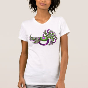Lovely roze Green Hearts Modern Abstract Fractal T-shirt
