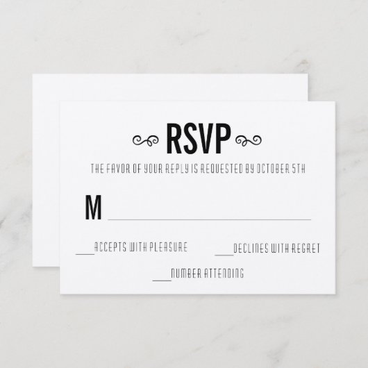 Lovely Rustic Kraft Wedding RSVP Kaart (Voorkant / Achterkant)