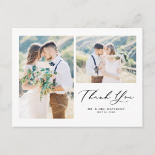 Lovely Script Black Two Photo Collage Hartelijk da Briefkaart