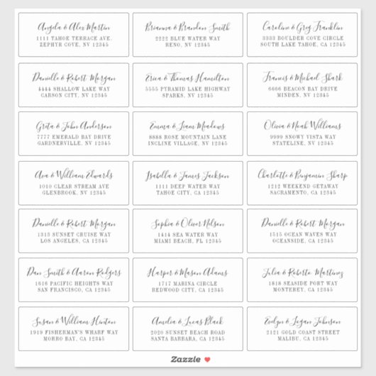 Lovely Script White Individual Adresetiketten Sticker (Vel)