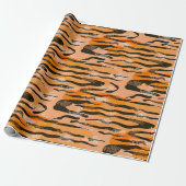 Lovely seamless tiger pattern,peach colour cadeaupapier (Uitgerold)
