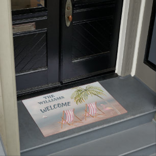 Lovely Serene Waterverf Beach Scene Deurmat