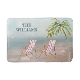 Lovely Serene Waterverf Beach    SceneBath Mat