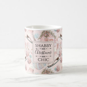 Lovely Shabby Chic Pink-kerstpatroon Koffiemok