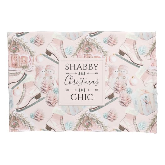 Lovely Shabby Chic Pink-kerstpatroon Kussensloop (Voorkant)