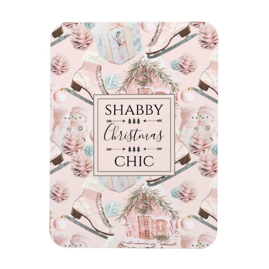 Lovely Shabby Chic Pink-kerstpatroon Magneet (Verticaal)