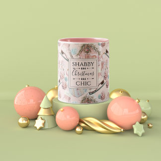Lovely Shabby Chic Pink-kerstpatroon Tweekleurige Koffiemok