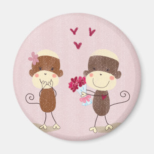 Lovely Sock Monkey Couple Magnet Magneet