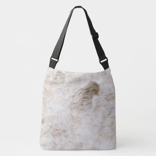 LOVELY SOFT CURLY DOG FUR CROSSBODY TAS (Voorkant)